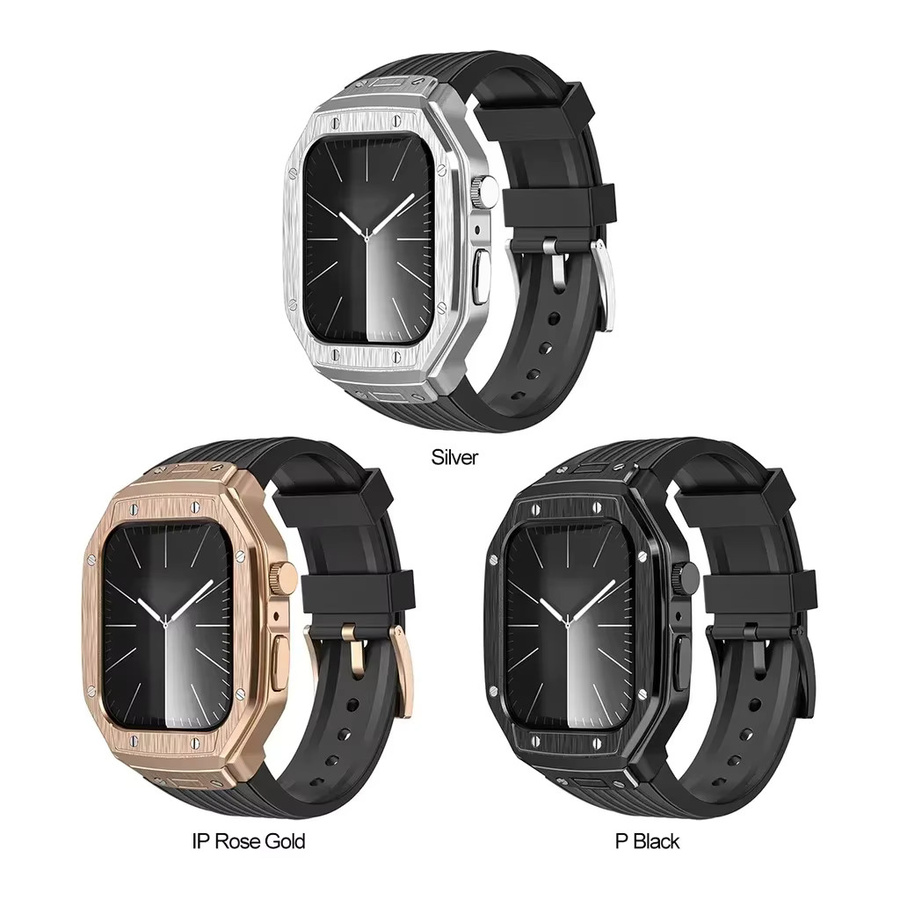 OAKCHARM Uhrenarmband, Legierungsgehäuse, TPU-Armband, Edelstahl-Schnallenband, Apple Watch 45 mm 44 mm - Bild 3