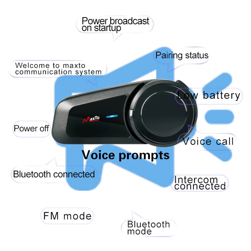 Maxto M2 Motorradhelm-Intercom-Headset Bluetooth V5.0 in Schwarz für bis zu 6 Fahrer mit 1000 m Reichweite, wasserdicht, FM-Radio und MP3-Funktion - Bild 3