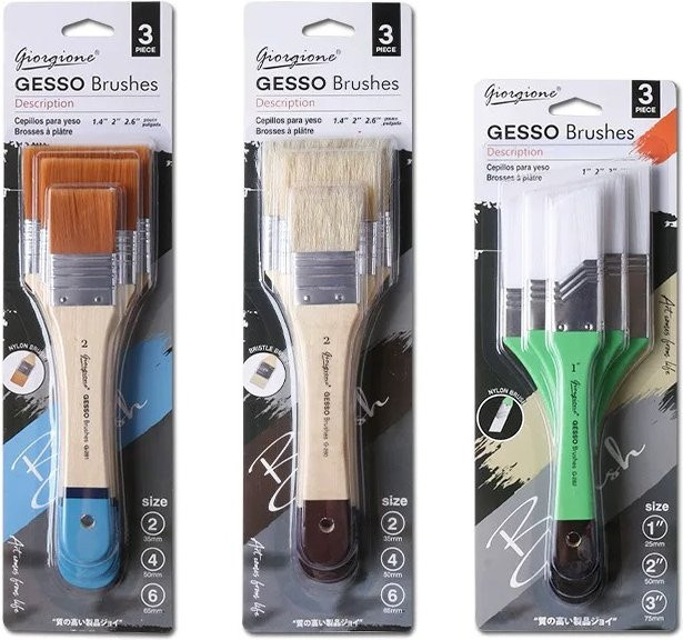 3-teiliges Malpinsel-Set aus Nylon und Schweinborsten in Multicolour für Basteln, Zeichnen und Wandmalerei mit schräger Kante - Bild 1