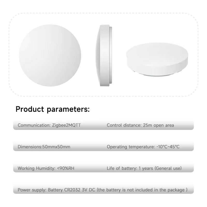 iHseno Zigbee 3.0 Smart Button Szenenschalter Drahtlose Ein-Tasten-Fernbedienung in Weiß für Smart Home Automatisierung mit Alexa und Google Home - Bild 3