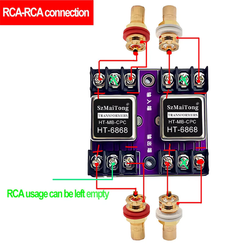 TITAK HT-6868 Permalloy-Audiosignaltransformator mit symmetrischer und unsymmetrischer Konvertierung, Audio-Isolator 600:600, 20 Hz–20 kHz, Symmetrisch auf RCA - Bild 3