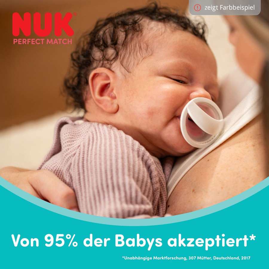 NUK Schnuller Perfect Match 2er Pack aus Silikon in Grün und Blau für 0 bis 6 Monate - Bild 2
