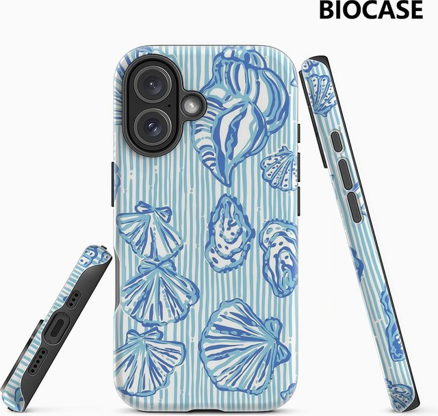 Potdemiel Handyhülle Coastal Shell Charm für iPhone 17 16 15 14 13 12 Pro Max Plus mit doppelschichtiger Rückseite in Blau - Bild 1