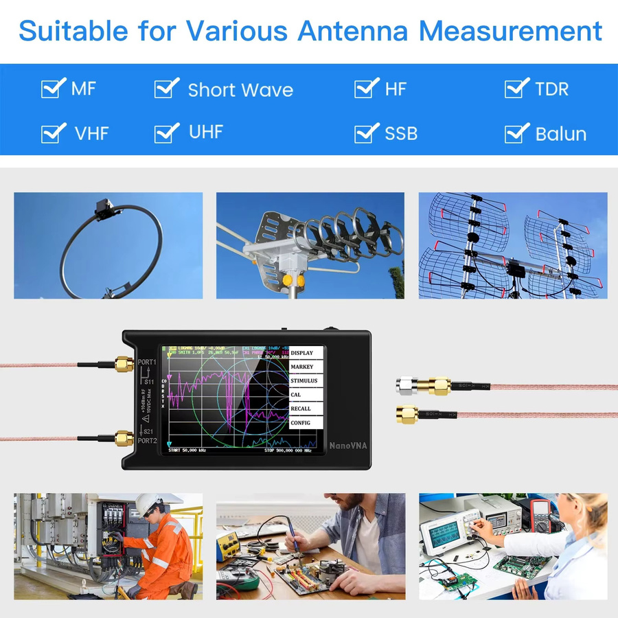 SeeSii NanoVNA-H4 Vektornetzwerkanalysator 4 Zoll, 10kHz-1,5GHz HF VHF UHF Antennenanalysator, Schwarz - Bild 5