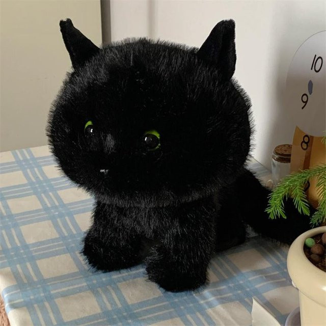 Kidsly Cartoon Schwarze Katze Plüschtier, Schwarz, 30cm - Bild 1