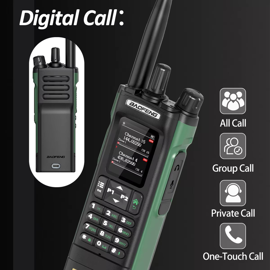 Baofeng DMR DM-32 Digitales Walkie-Talkie mit GPS, Dual Mode Analog/TDMA, AM/FM und APRS in Schwarz - Bild 4