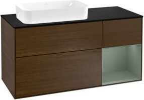 V&B Waschtischunterschrank Finion mit Wandbeleuchtung, Breite: 120 cm, Tiefe: 50,1 cm, Höhe: 50,1 cm, lackiert, Platinbraun - Bild 1