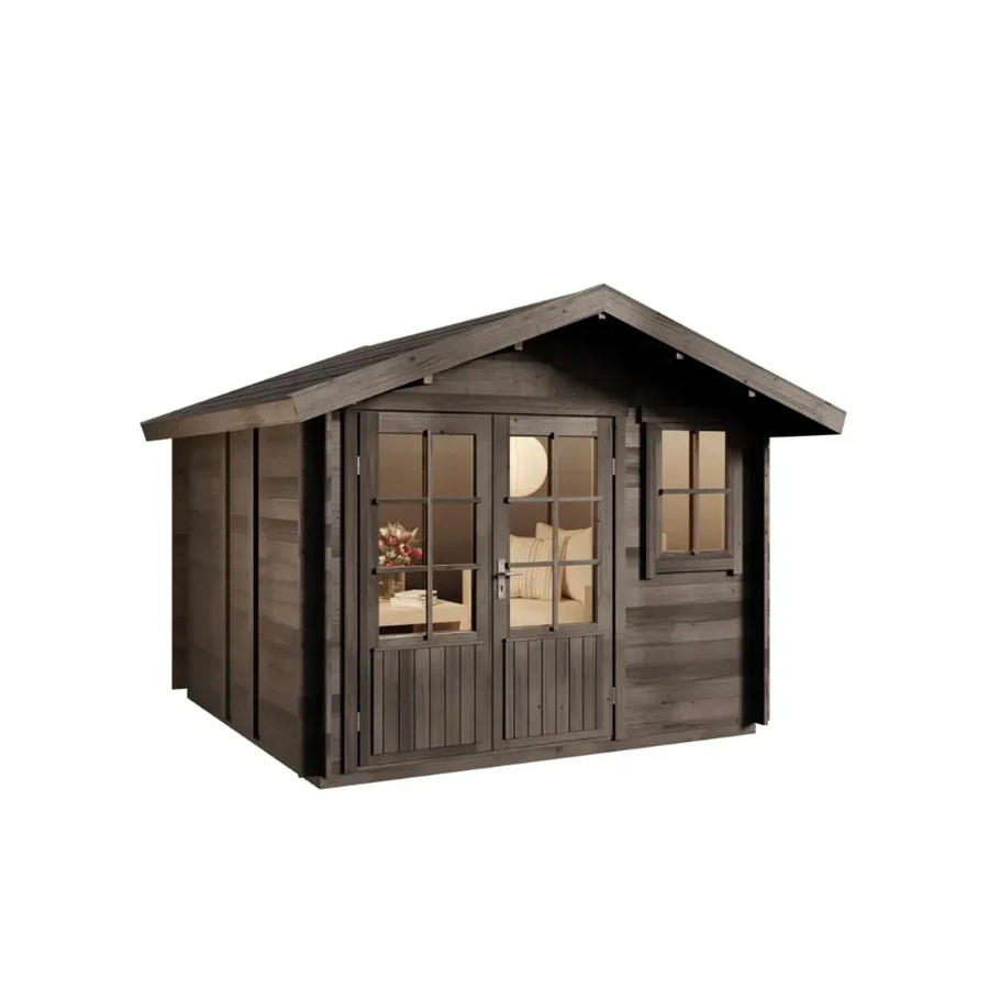 Alpholz Gartenhaus Set Palermo Imprägniert in Grau inklusive Dacheindeckung und Fußboden B/T: 331 x 331 cm - Bild 2