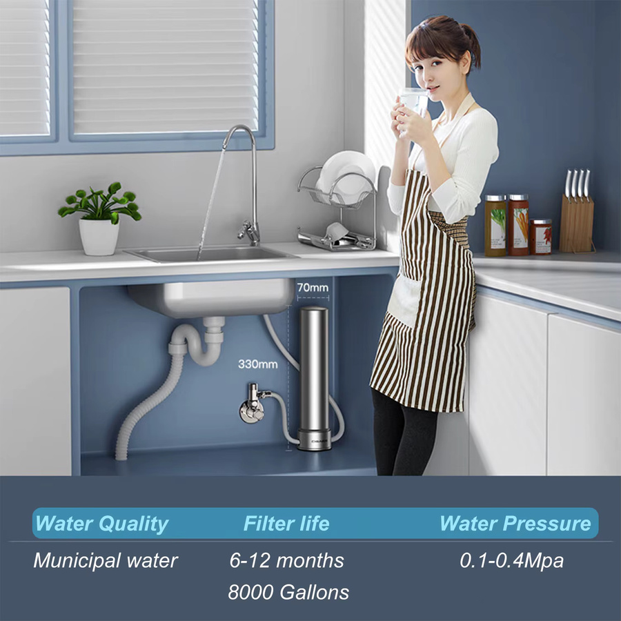 ALTHY U200PRO Küchen-Trinkwasserfilter für unter der Spüle mit Wasserhahn in Silber zur Reduzierung von Bakterien, Metall, Blei und Chlor - Bild 4