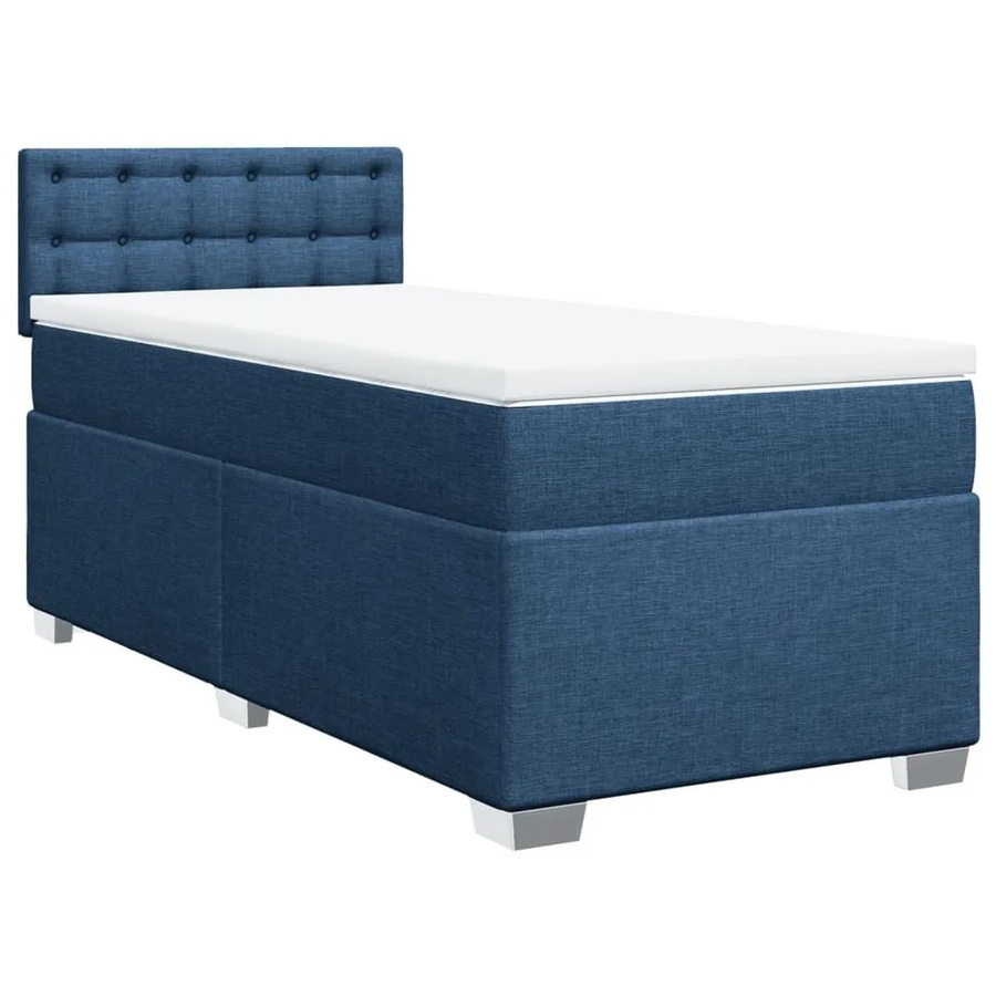 vidaXL Boxspringbett mit Matratze in Blau und Weiß, Hybridbett mit Taschenfederkern und USB-Anschluss, B/T: 90 x 200 cm - Bild 2
