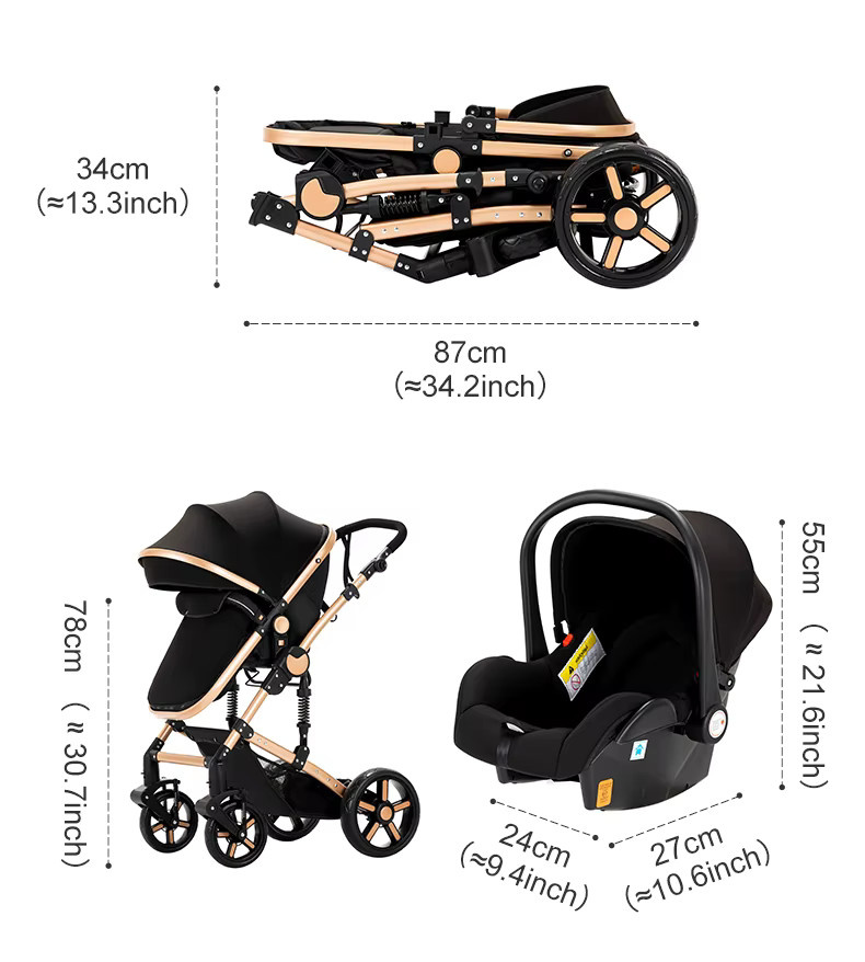 Magic ZC 3-in-1 Kinderwagen mit Autositz und Buggy, faltbares Reisesystem, Schwarz - Bild 6