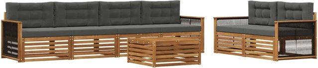 vidaXL Outdoor-Sofagarnitur in L-Form aus massivem Akazienholz mit Kissen, Farbe: Natur und Anthrazit - Bild 1