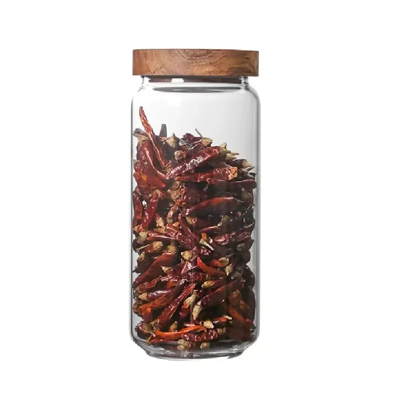 Luftdichter Vorratsbehälter aus Glas mit Holzdeckel, transparenter Lebensmittelbehälter für Müsli oder Ingwer, 0,25 l - Bild 2