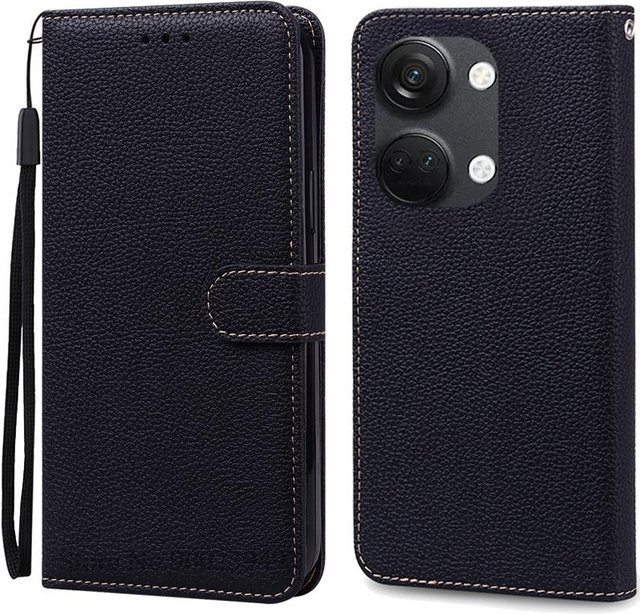 OnePlus Nord 3 5G Leder Wallet Flip Case Handyhülle in Schwarz - Bild 1