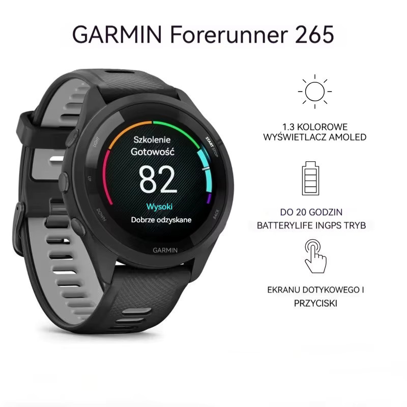 Garmin Forerunner 265 GPS-Sportuhr mit AMOLED-Display in Schwarz inklusive Schlaf- und Herzfrequenzüberwachung sowie Pulsoximeter - Bild 2