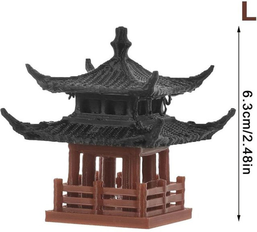 ToyToys Mini Pagodenstatue als japanische Pavillondekoration für Zen-Gärten, Aquarium und Bonsai, mehrfarbig, Höhe: 6,3 cm - Bild 1