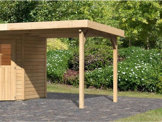 Karibu Anbaudach für Gartenhaus Neuruppin in Naturbelassen und Rustic Brown - Bild 1