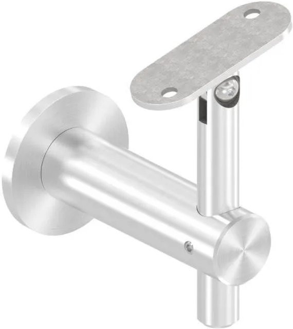 FeNau Handlaufhalter aus Edelstahl in Silber, Rund Ø 50 mm, Wandabstand 80 mm, Gelenk Flach, gebürstet - Bild 1