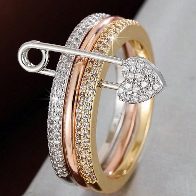 Ring, Kupfer, Zirkonia, Damen - Bild 1