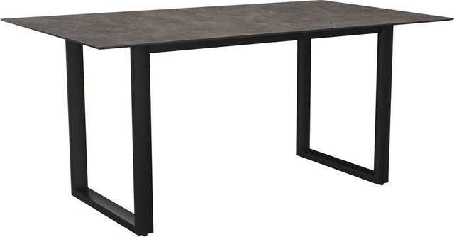 Stern Kufentisch aus Aluminium in Anthrazit mit Silverstar 2.0 Dekor Stone Tischplatte, B/T: 160 x 90 cm - Bild 1