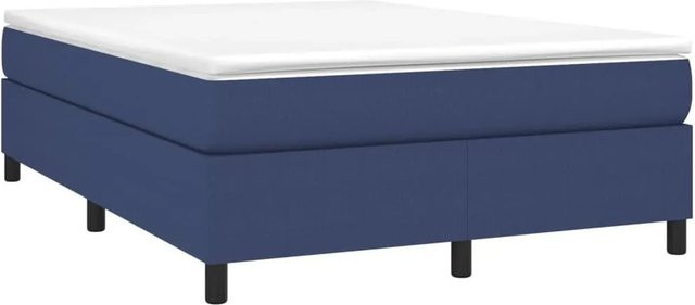 vidaXL Boxspringbett Hybrid mit Matratze Blau/Weiß Stoff B/T/H: 140 x 200 x 35 cm - Bild 1