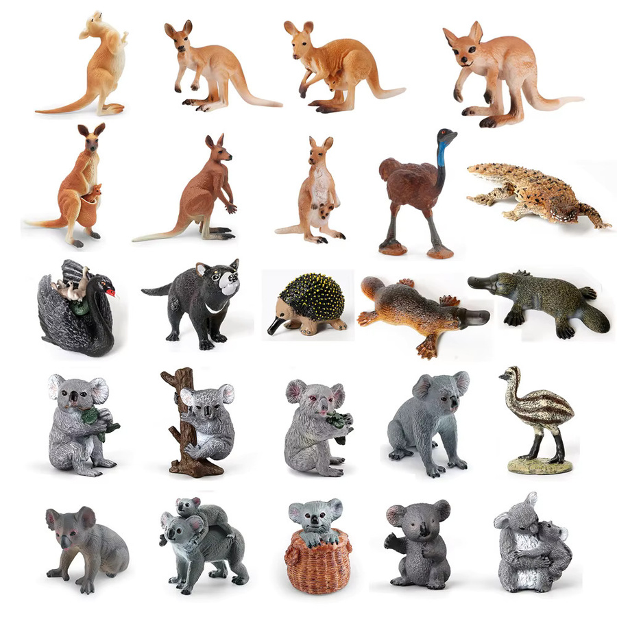 LADOFIGURES Realistische Australische Tierfiguren Set mit Emu, Koala, Schnabeltier, Känguru, Echidna und Tasmanischem Teufel als Modellfiguren für Wildtier-Spielzeug - Bild 3