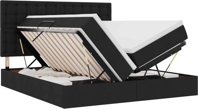 vidaXL Aufbewahrungsbett mit Matratze in Schwarz aus Kunstleder und Metall, B/T: 180 x 200 cm, Höhe: 204 cm - Bild 1