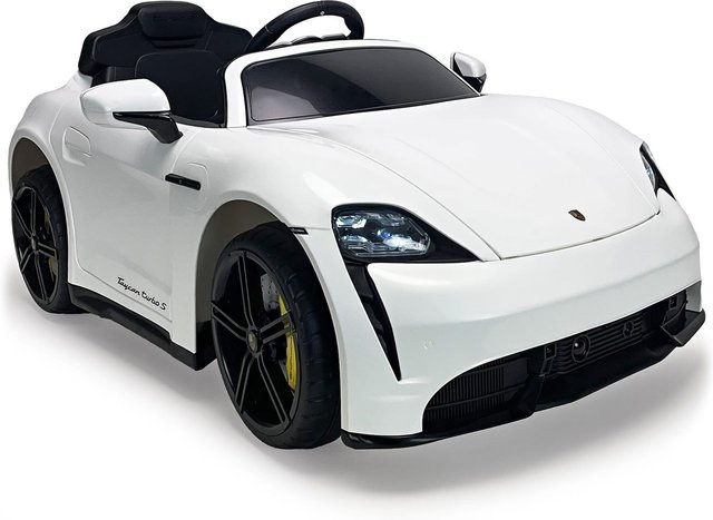 INJUSA Porsche Taycan 12V Elektroauto mit Licht & Sound, weiß, ab 3 Jahren - Bild 1