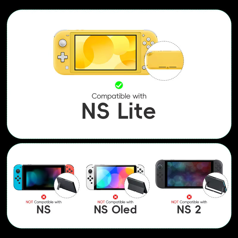 DATA FROG Transparente Schutzhülle aus Kristall für die Nintendo Switch Lite, harte und stoßfeste PC-Abdeckung in Transparent - Bild 2