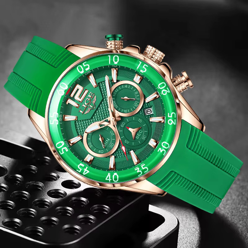LIGE Armbanduhr, Quarz, Silikonarmband, Grün, Herren - Bild 2