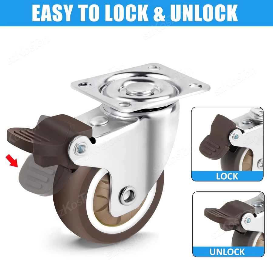4er Set Universal Möbelrollen von ouliluye, 360 Grad drehbare Gummiräder für Trolley, Stuhl und Schreibtischstuhl, Mehrfarbig - Bild 2