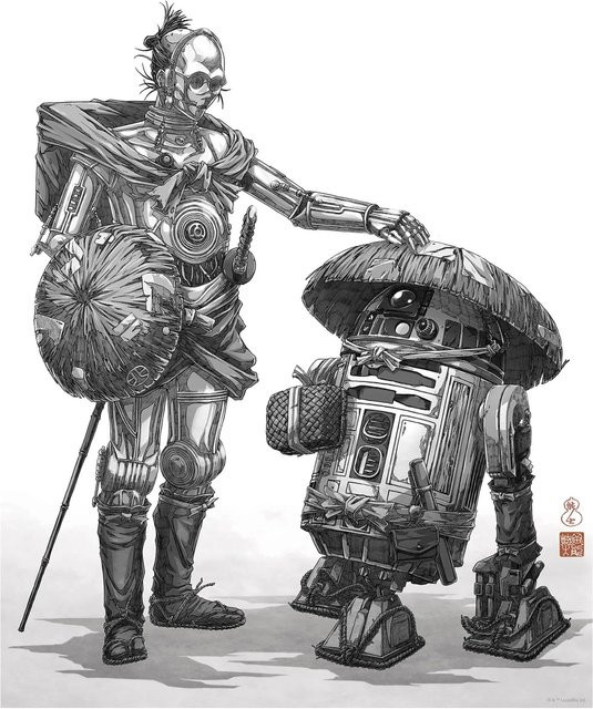 Komar Wandbild Star Wars Vision Samurai Droids Paper Poster Schwarz-Weiß B: 30 cm, H: 40 cm - Bild 1