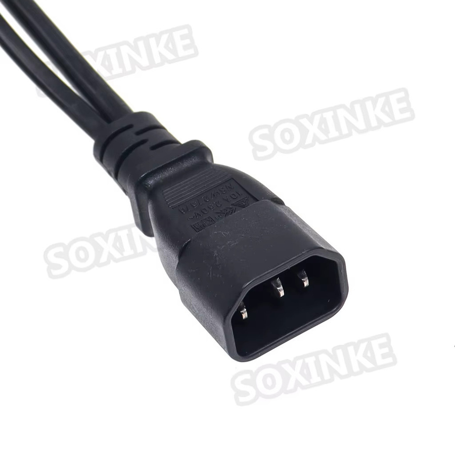 KYMISON Y-Typ Splitter Netzkabel IEC320 C14 auf 2x C13 und CEE7/16 Buchse, Schwarz, Länge: 0,3 m - Bild 3