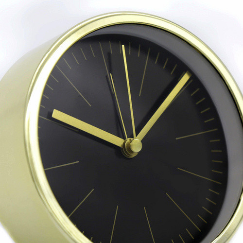 K&L Wall Art Tischuhr-Wecker analog in Gold und Schwarz, Durchmesser: 11,2 cm, Tiefe: 4,2 cm - Bild 3