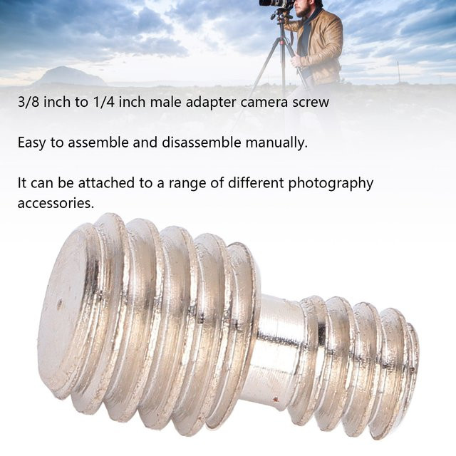 Qiilu Doppel-Stecker-Schraubenadapter 3/8 Zoll auf 1/4 Zoll Konverter für Stativ und Kamera, Silber - Bild 1