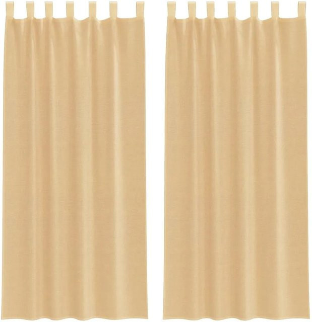 vidaXL Voile Vorhänge mit Schlaufen, 2 Stück, Sand, Breite: 140 cm, Höhe: 225 cm - Bild 1