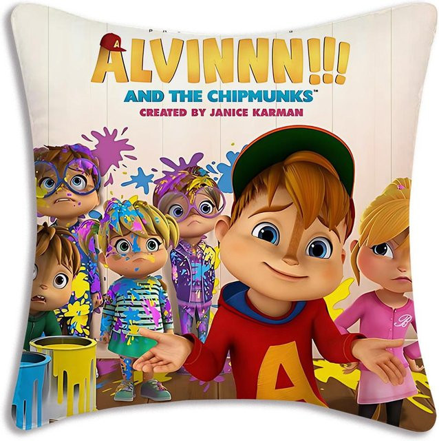 ZX Blanket Anime Alvin und die Chipmunks Kissenbezug aus Plüsch, Mehrfarbig, B/B/H: 40 x 40 x 1 cm - Bild 1