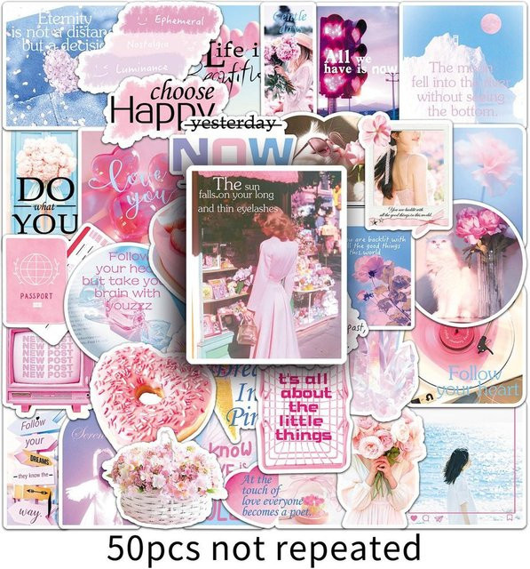 50 Stück rosa Encounter-Aufkleber im INS-Stil für kreative Dekoration von Gitarre, Desktop und Lautsprecher - Bild 1
