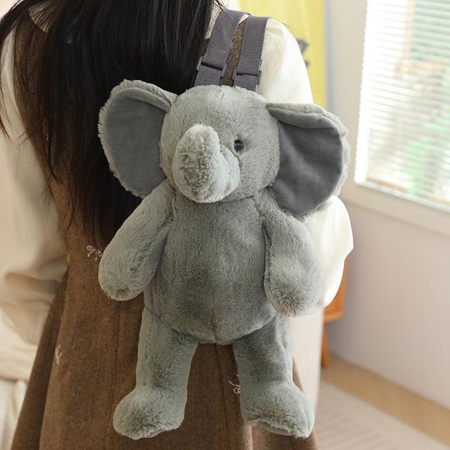 Yiran toy Plüschfaultier Alpaka Lemur Elefant Plüsch Rucksack, 40cm, Grau - Bild 1