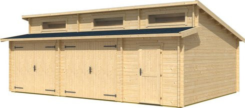 Blockgarage Lasita Maja Hawaii in Beige mit Außenmaßen B/T: 780 x 520 cm aus Holz - Bild 1
