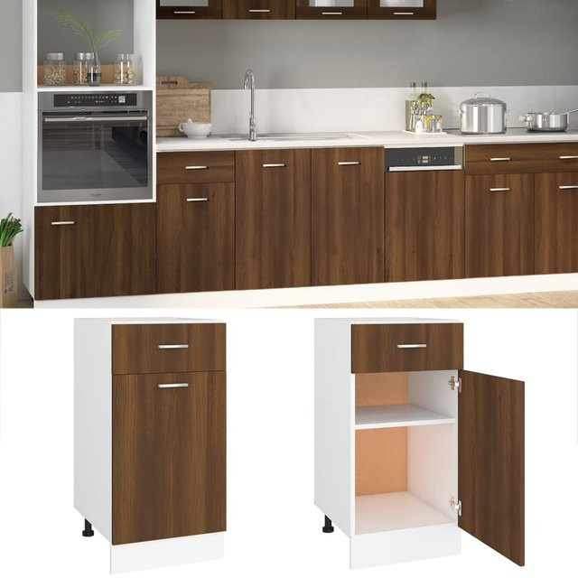 vidaXL Unterschrank mit Schublade Eiche Braun B: 40 cm, T: 46 cm, H: 81,5 cm - Bild 3
