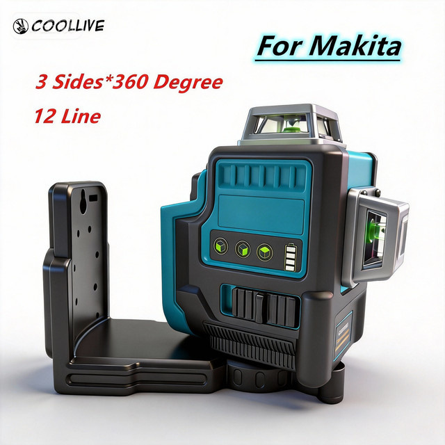Makita 18 V Akku-Laser-Nivelliergerät mit 12 grünen Linien, 360 Grad horizontal und vertikal, selbstnivellierend - Bild 1