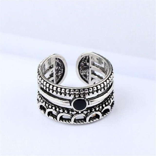 YIRAN Jewelry Öffnungsring, 925 Sterlingsilber, Blumenlinie, Damen, gray - Bild 1