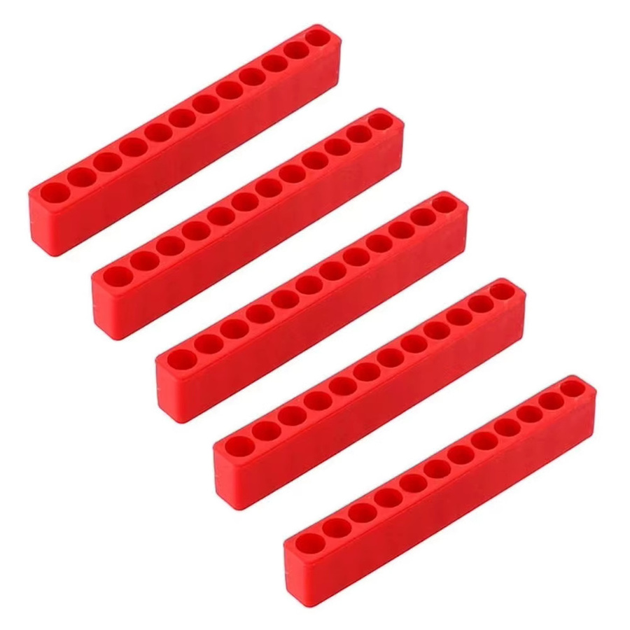 Vibratite Hex Bit Organizer aus Kunststoff, 5er Set rote Bit-Halter mit 12 Löchern für 1/4 Zoll Hex Schaft Bits - Bild 2
