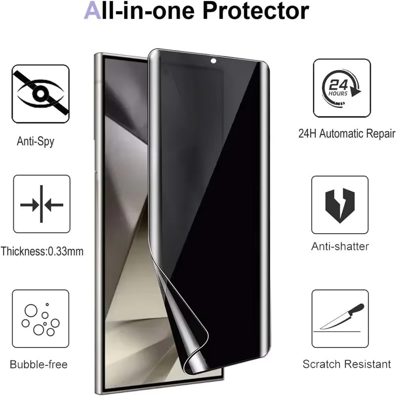 3er Pack Anti-Spy Hydrogel-Displayschutzfolie für Samsung Galaxy S25 S24 S23 S22 Ultra und S24 FE Privacy Schutzfolie - Bild 4