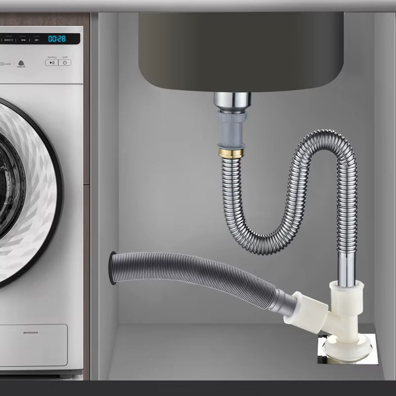 Zwei-in-Eins Bodenablauf für Waschmaschine mit Dual-Interface und Geruchsverhinderer in Weiß - Bild 4