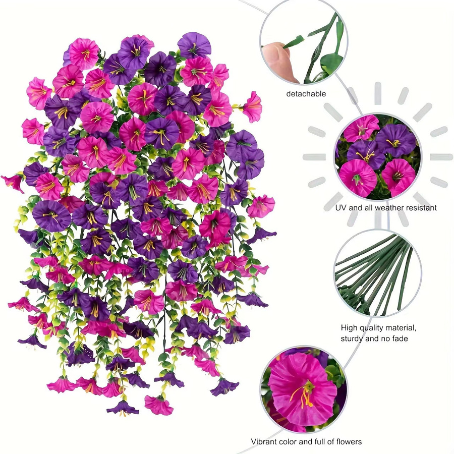 MENGHAO Künstliche Blumen Girlande in Rot und Mehrfarbig, Hängende Pflanze für Garten, Hochzeit und Wohnkultur, Höhe: 75 cm - Bild 5