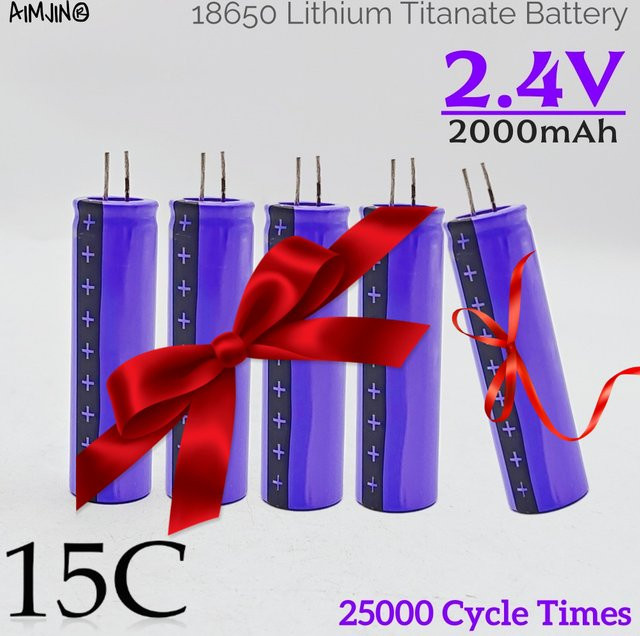 Aimjin LTO 18650 Lithium-Titanat-Batteriezelle 2,4V 2000mAh in Lila für DIY-Akku-Packs und Elektrowerkzeuge - Bild 1