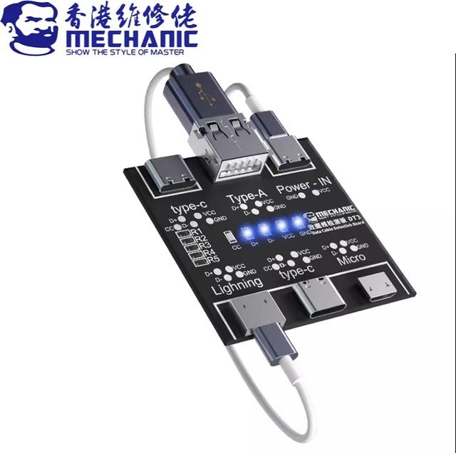 MECHANIC DT3 Datenkabel-Erkennungsplatine USB-Kabeltester mit Kurzschluss-Ein-Aus-Schalterung für iOS Android Typ-C in Schwarz - Bild 1