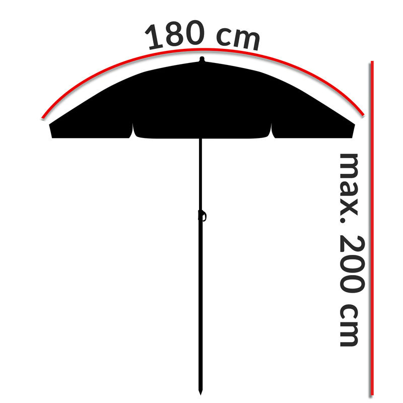 Kingsleeve Sonnenschirm Cyprus Anthrazit mit UV-Schutz 50+ und Neigefunktion, Durchmesser: 180 cm - Bild 4